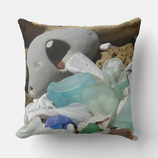 Blue Seaglass custom Throw Pillows Sea Glass (Front)