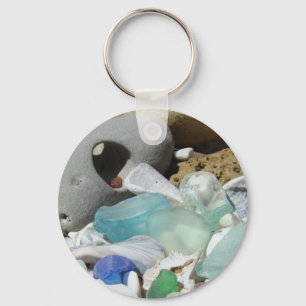 Blue Seaglass keychain custom Beach Coast