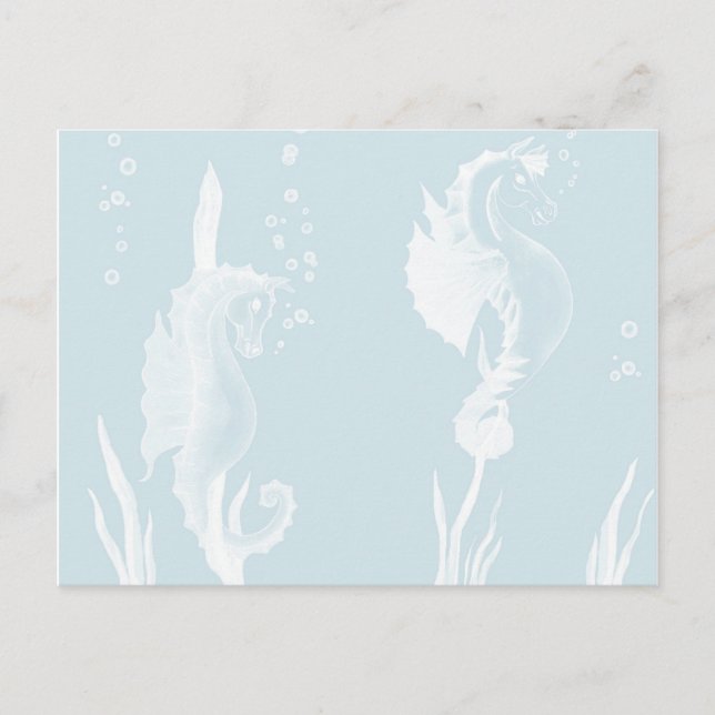 Blue SeaHorse and Swirl Design Postcard (Front)