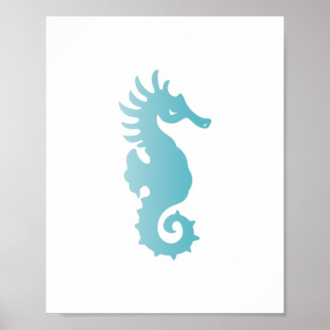 Blue Seahorse Beach Art Print (Front)