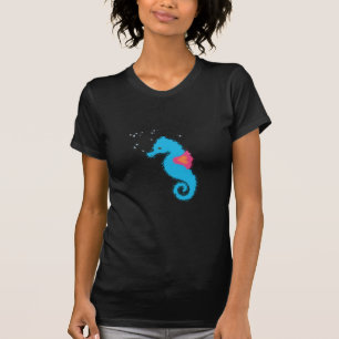 Blue Seahorse Cartoon T-Shirt