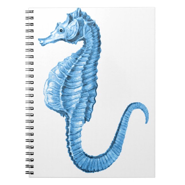 Blue seahorse coastal nautical ocean beach notebook (Front)