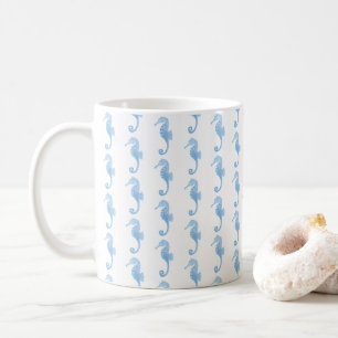 Blue Seahorse Coastal Pattern Mug 