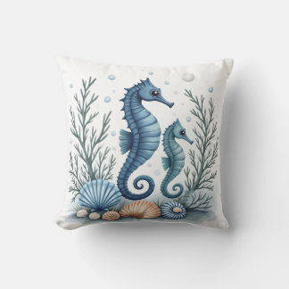 Blue Seahorse Cushion
