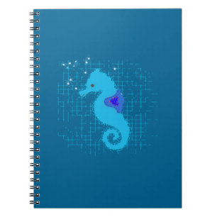 Blue Seahorse On Distressed Background Notebook