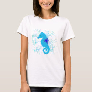 Blue Seahorse On Distressed Background T-Shirt
