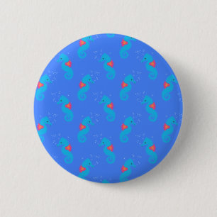 Blue Seahorse Pattern 6 Cm Round Badge