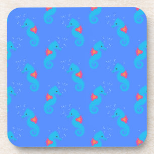 Blue Seahorse Pattern Coaster