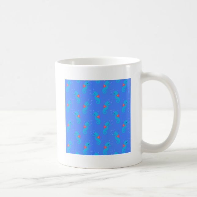 Blue Seahorse Pattern Coffee Mug (Right)