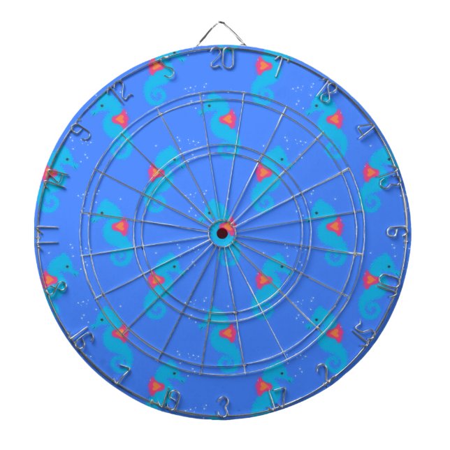 Blue Seahorse Pattern Dartboard (Front)