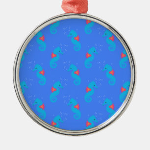 Blue Seahorse Pattern Metal Tree Decoration