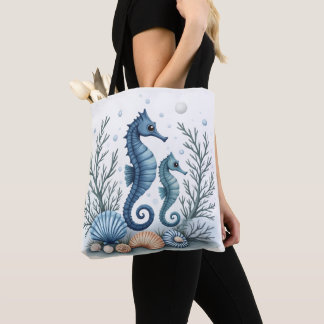 Blue Seahorse Tote Bag