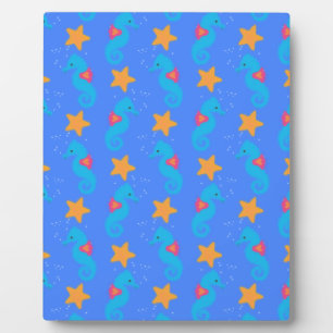 Blue Seahorses And Starfish Pattern Plaque