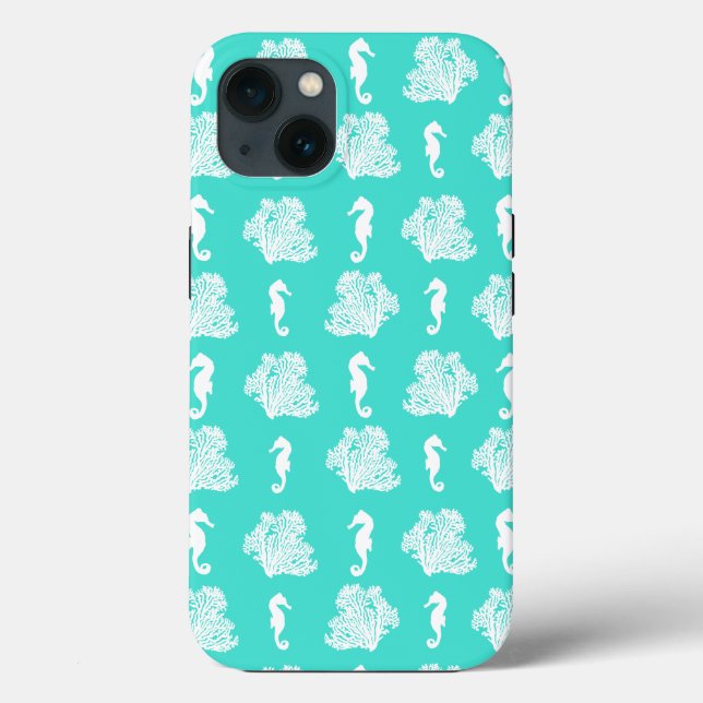 Blue Seahorses Coastal Beach Case-Mate iPhone Case (Back)