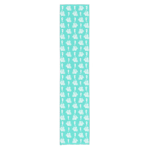 Blue Seahorses Coastal Beach Short Table Runner