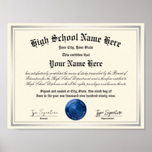 Blue seal High School Diploma, homeschool Poster