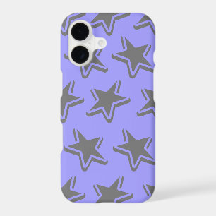 Blue Seamless Retro Style Grey Stars Pattern