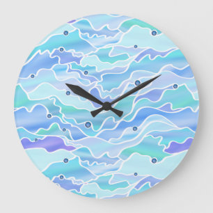 Blue Seascape Abstract Large Clock