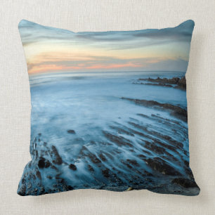 Blue seascape at sunset, California Cushion