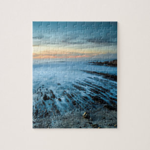 Blue seascape at sunset, California Jigsaw Puzzle