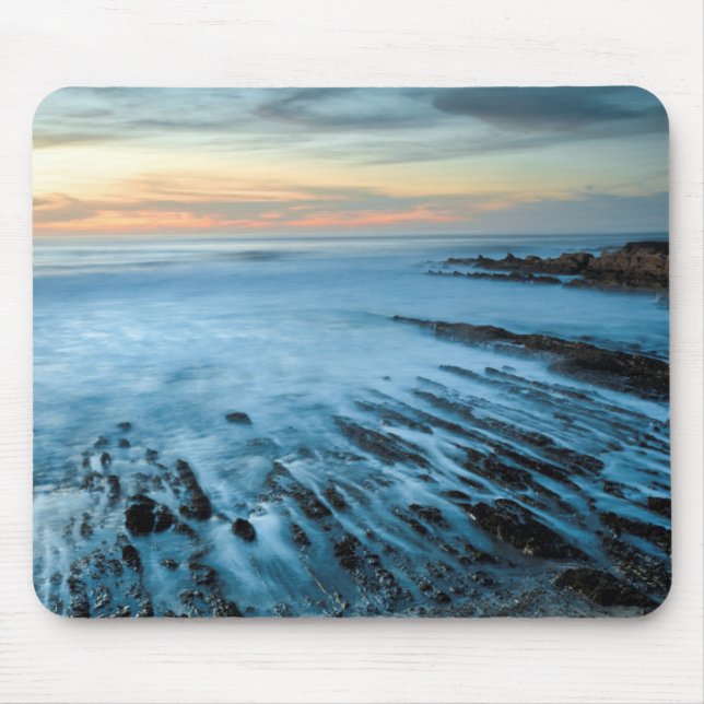 Blue seascape at sunset, California Mouse Pad (Front)