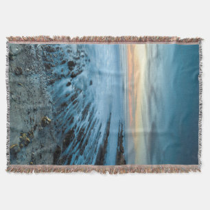 Blue seascape at sunset, California Throw Blanket
