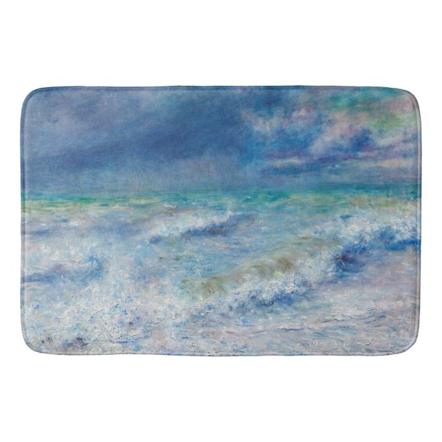 Blue Seascape by Renoir Impressionist Painting Bath Mat (Front)