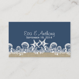 Blue Seashell Beach Wedding Place Cards