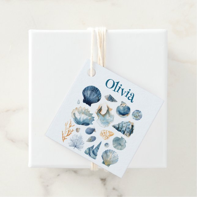 Blue Seashell Favour Tag | Custom Name (In Situ)