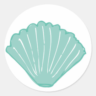 Blue Seashell Illustration Classic Round Sticker