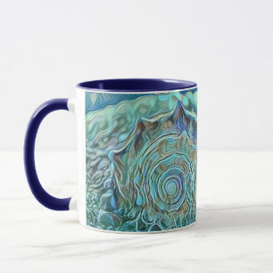 Blue seashell in the foaming sea painting  mug