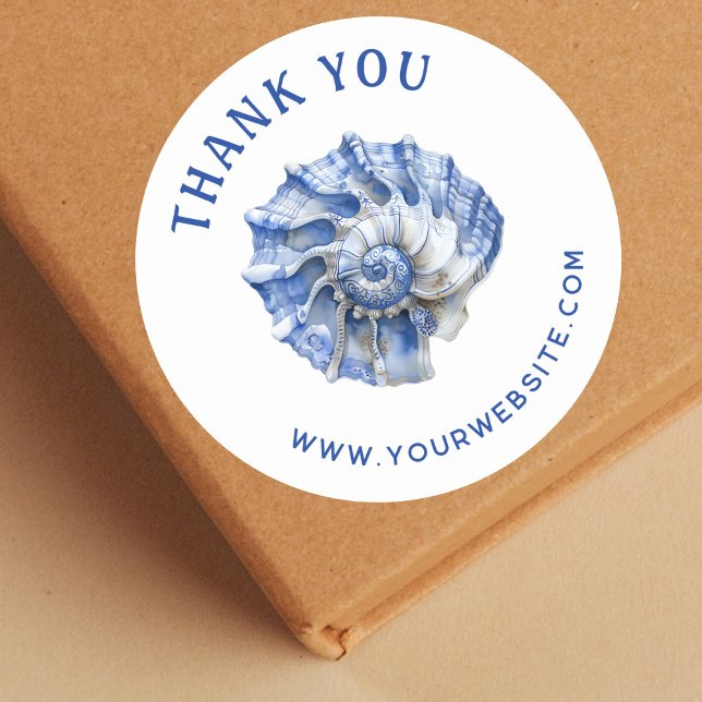 Blue seashell logo business thank you sticker (Creator Uploaded)