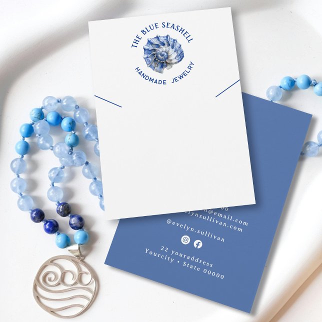 Blue seashell logo necklace display card (Creator Uploaded)