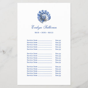 Blue seashell logo price list flyer