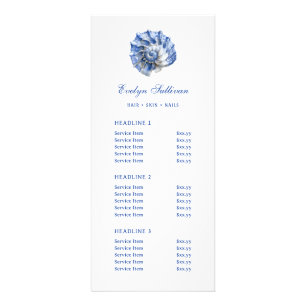 Blue seashell logo price list rack card