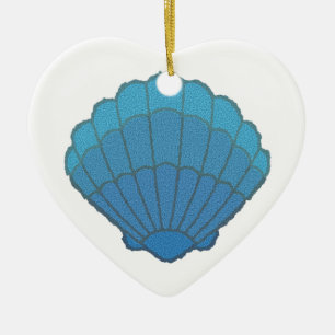 Blue Seashell Mosaic Ceramic Ornament