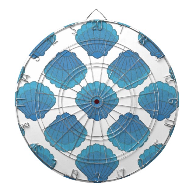 Blue Seashell Mosaic Pattern Dartboard (Front)