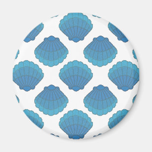 Blue Seashell Mosaic Pattern Magnet
