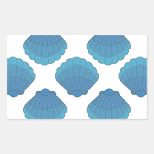 Blue Seashell Mosaic Pattern Rectangular Sticker