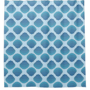 Blue Seashell Mosaic Pattern Shower Curtain