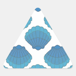 Blue Seashell Mosaic Pattern Triangle Sticker
