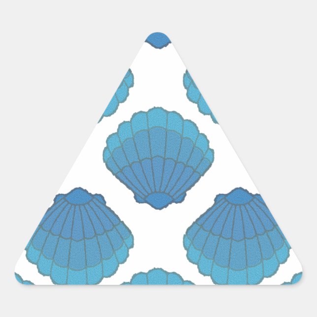 Blue Seashell Mosaic Pattern Triangle Sticker (Front)