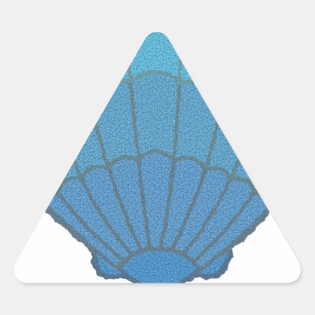 Blue Seashell Mosaic Triangle Sticker (Front)