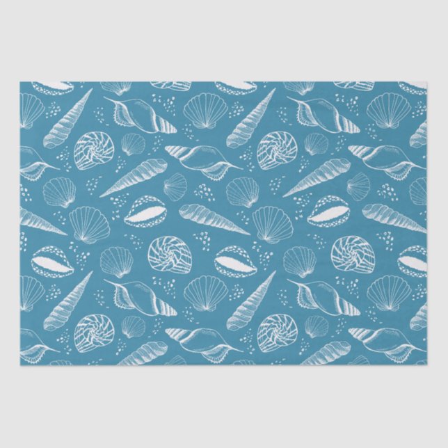 Blue seashell ocean tissue paper (Front)
