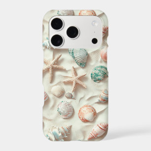 Blue Seashell Peach Coral Beach Cottage