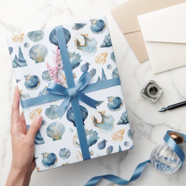 Blue Seashell Summer Wrapping Paper  (Gifting)