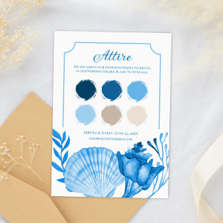 Blue Seashell Wedding Color Palette Card | Coastal