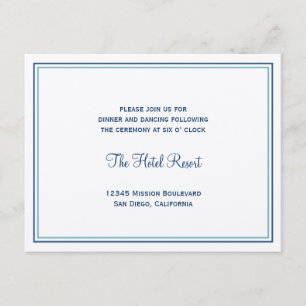 Blue seashell wedding wedding reception enclosure card