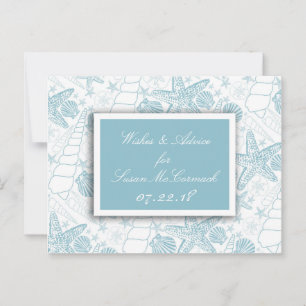 Blue Seashells Baby Shower Advice and Wishes Cards