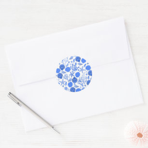 Blue Seashells Beach Colourful Cute Custom Classic Round Sticker